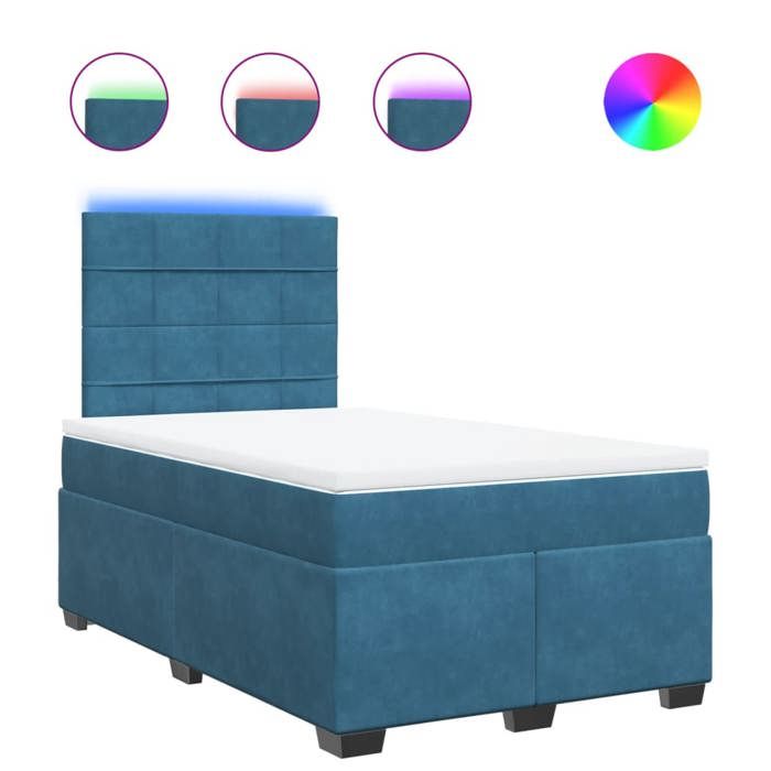 Maison Exclusive - Sommier à lattes de lit et matelas bleu 120x190 cm velours