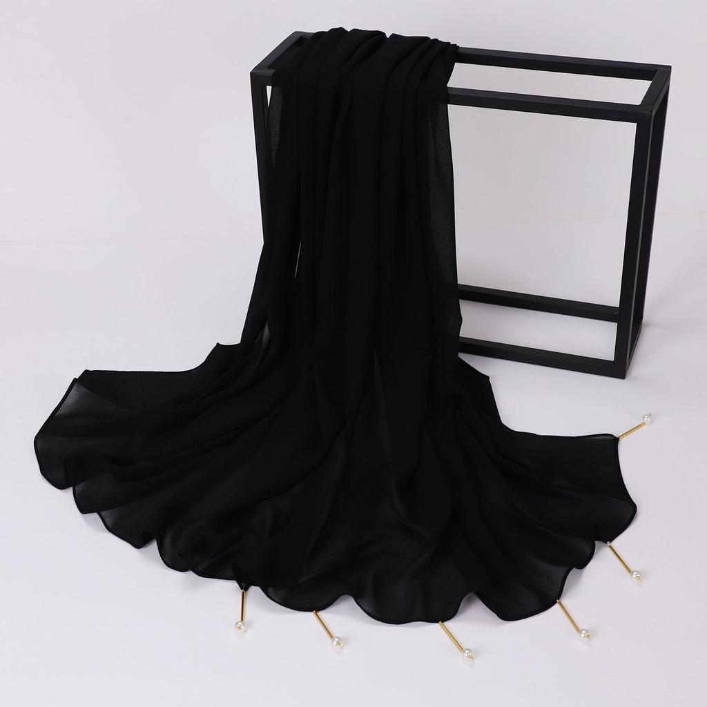 New Handmade Pearl Chiffon Scarf With Copper Tube For Women