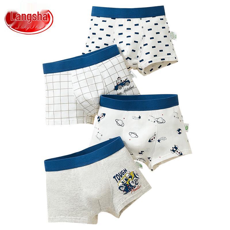 LangSha Boys' Cotton Boxer Briefs 4-Pack