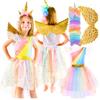 Costume dress set golden unicorn dress headband wings size 120 Golden unicorn costume size 130
