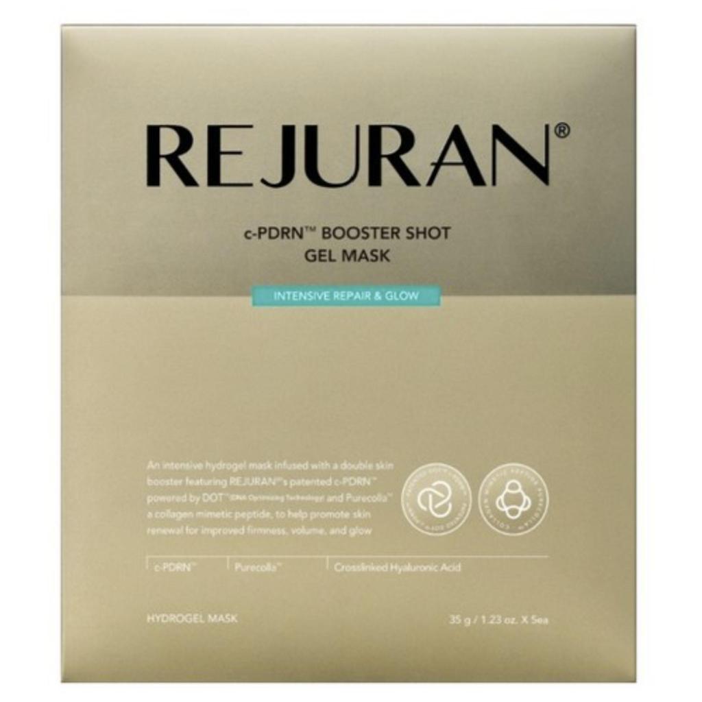 REJURAN c-PDRN Booster Shot Gel Mask Intensive Repair & Glow 35g × 5 Sheets – Firming, Hydrating & Radiance Hydrogel Facial Mask – 1 Box