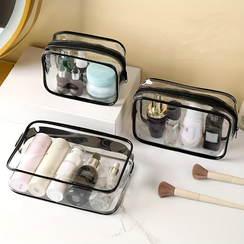 2 Stück Transparente Make-up-Taschen, Tragbare Langlebige Kosmetik-Aufbewahrungstaschen, Wasserdichte Badezimmer-Taschen Geeignet für Damen für Zuhause und Reisen