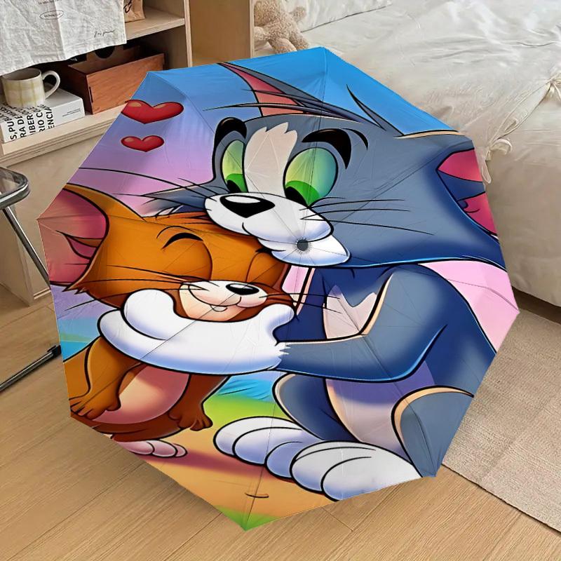 1PC Tom and Jerry Umbrella-8-Rib Reinforced, Automatic Open, Lightweight & Durable, Cute Fashion Accessory for Outdoor, D2681