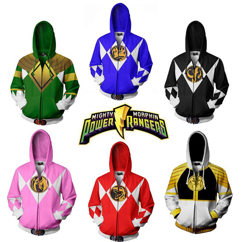 Mighty Morphin Power Rangers Cosplay 3d Printing Hoodie With Premium Quality