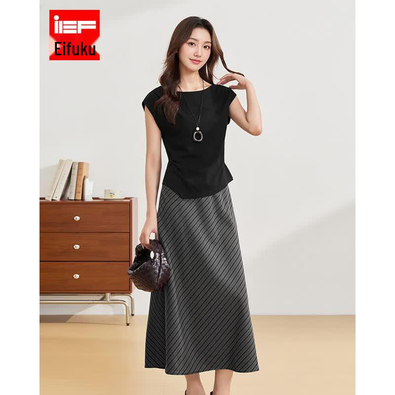 IEF 2026 Summer Sleeveless Top & Striped Skirt Two-Piece Set S