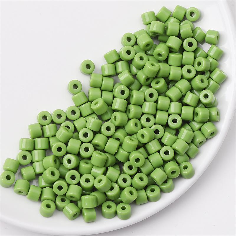 Acrylic Cream Solid Color Small Cylinder Beads for DIY Hairpin, Bracelet, Necklace Jewelry Accessories