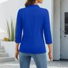 Women's Fashion Casual Lapel Short 3/4 Sleeve Color Shirt Women's Up Tops