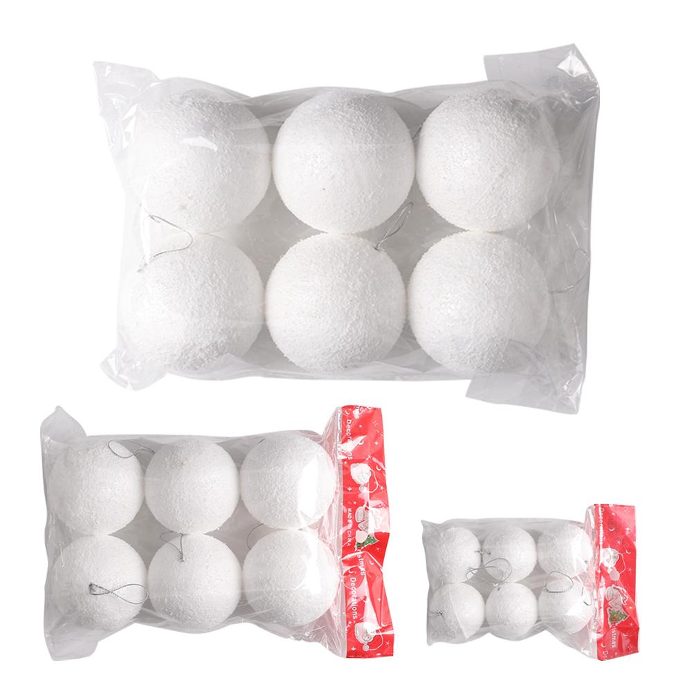 6Pcs 4/6/8CM White Christmas Balls Deaoration Hanging Xmas Tree Ornaments Pendants for Home 2026 New Year Navidad Party Decor
