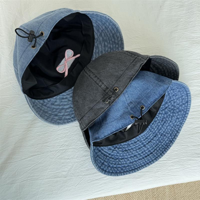 Bow Embroidered Temperament Baseball Hat for Women Japanese High Cloth Outdoor Sunshade Versatile Fisherman Hat
