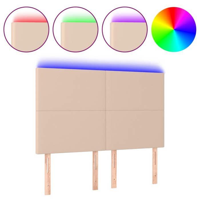 Tête de lit - MAISON EXCLUSIVE - Cappuccino 144 x 5 x 118/128 cm - Similicuir - LED intégrée - Hauteur réglable