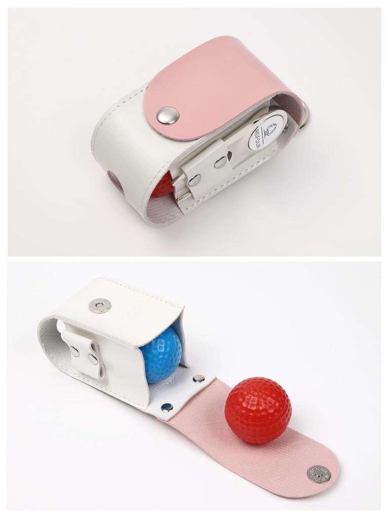 REIFOUR Golf Ball Case [3 Colors To Choose From] Buckle Type Carabiner Type Easy To Put On and Take Off Golf Ball Pouch for 2 Pieces Magnetic Marker