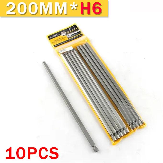 4/10PCS 200mm Hexagon Screwdrivers H3 H4 H5 H6 Screwdriver Bit Set Precision Impact Driver Magnetic Anti Slip Electric Hex Shank