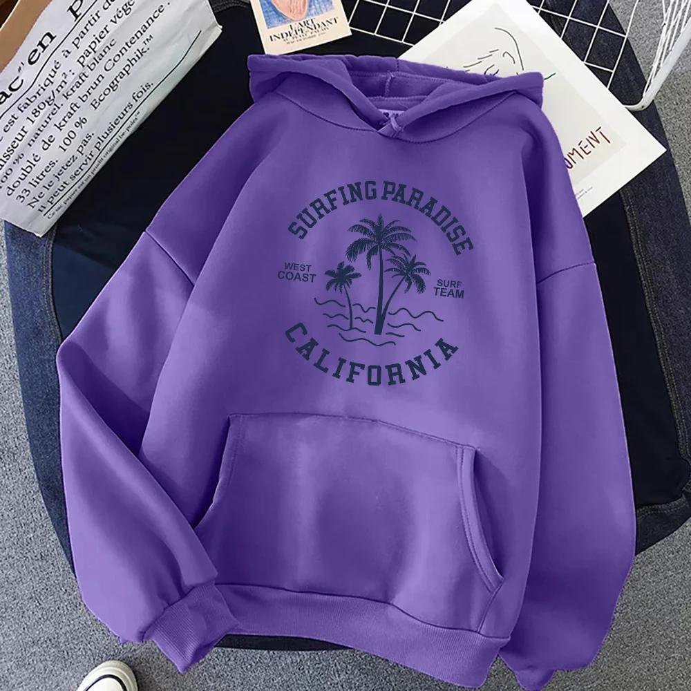 Surfing Paradise West Coast California Sweatshirt Female Hip Hop Hoodie Cartoons Loose Sportswears Autumn Fleece Women Unisex Hoody