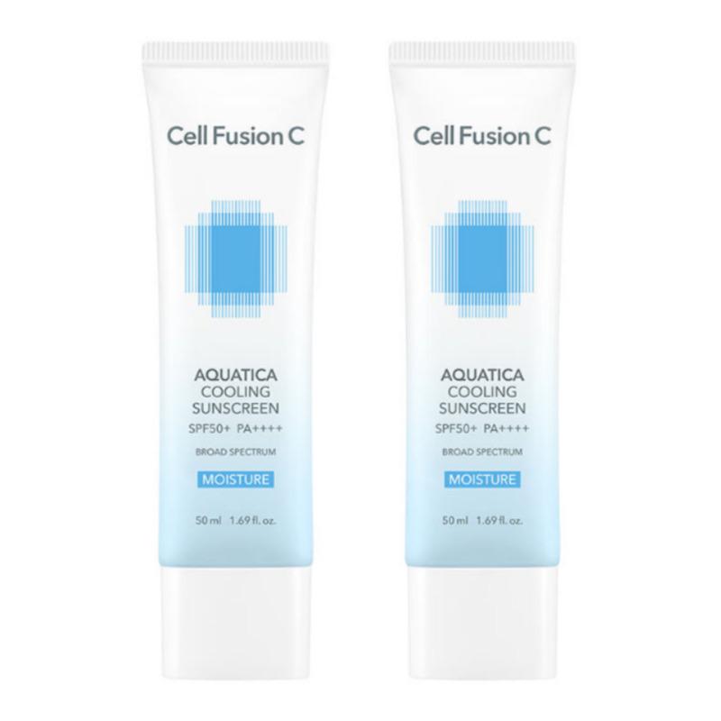 Cell Fusion C Aquatica Cooling Sunscreen SPF50+ PA++++ 50ml × 2 (Daily Low-Irritation Hydrating Sun Cream)
