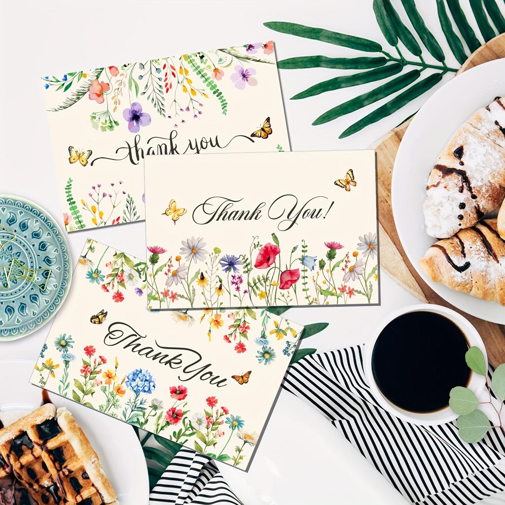 75 stk vintage blomster takkekortsett, gratulasjonskortsett med konvoluttklistremerker Bryllupsbursdag, voksenseremoni, jubileum, feriehilsenskort