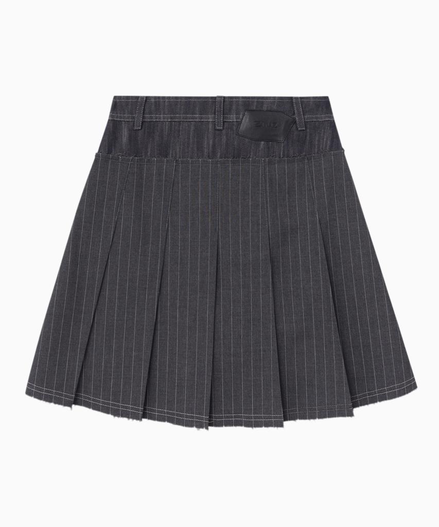 Jenyujeu Swifts Asymmetrical Pleated Skirt - Gray Stripe