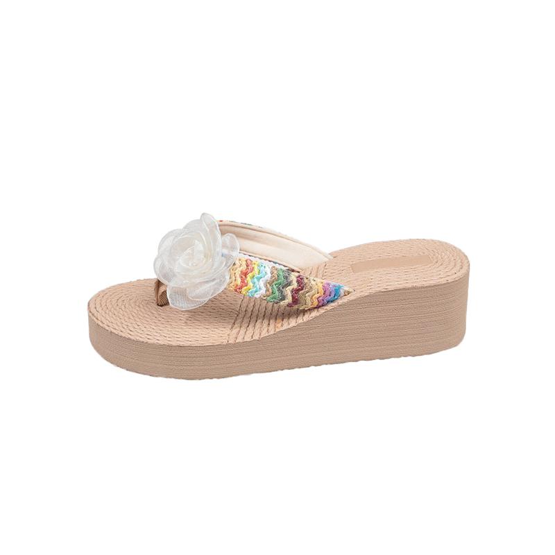 Fashion Flip Flops Women Summer Flower Flip Flop Sandals Flat Bottom Jelly Shoes Women's Flower Beach Shoes Flat Sandals Chanclas