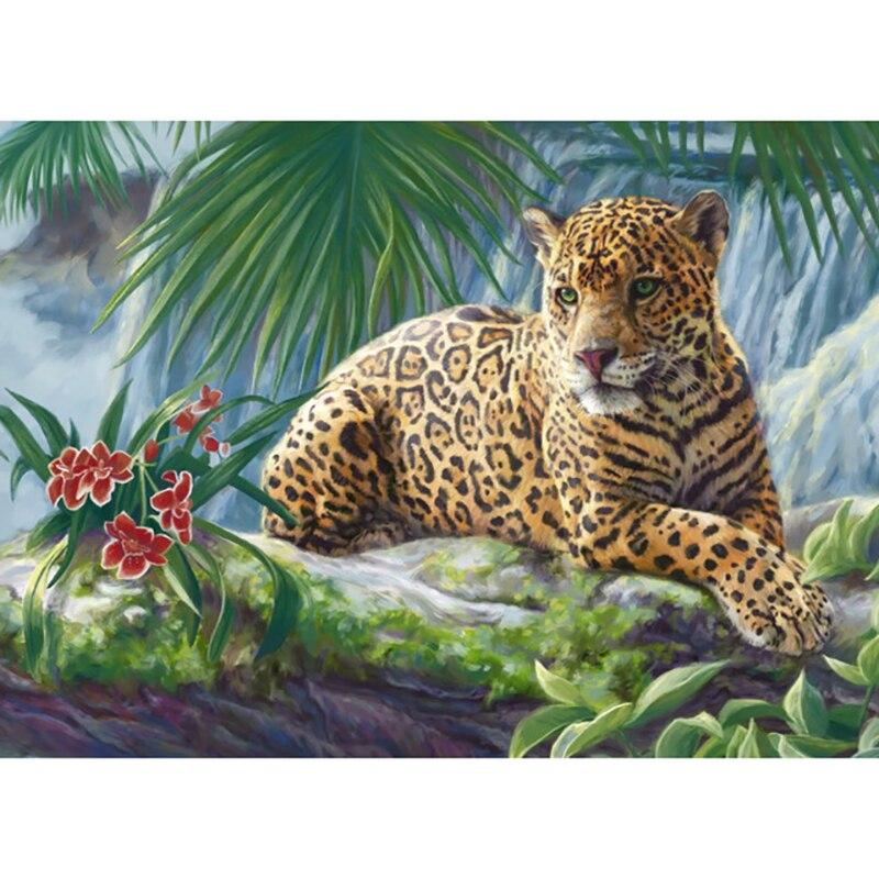 DIY 5D Diamond Painting Leopards Diamond Embroidery Forest Animal Cross Stitch Full Round Drill Resin Home Decor Art Gift