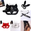Mask Costume With Cat And Rabbit Designs Leather Material For Halloween Cosplay