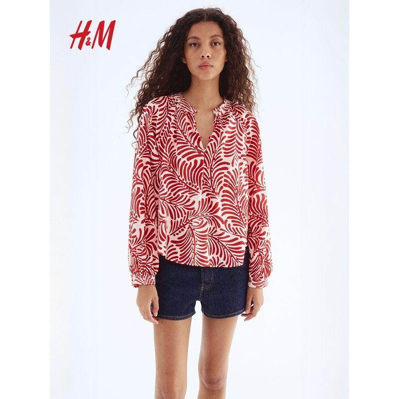 

HM Women s Shirt 2025 Summer New Arrival Work Clothing Loose Long Sleeves Fashion Chinese Stand Collar Tops 1281672