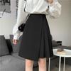 2025 Autumn/Winter Plus Size High-Waist Slimming Hip-Cover Mid-Length Irregular Pleated A-Line Skirt
