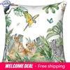 Tropical Green Leaf Pillowcase Animal Print Pillowcase Giraffe Zebra Cushion Cover