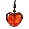 Ethnic Style Heart Sweater Chain Necklace with Gold Amber & Peach Butt Charms