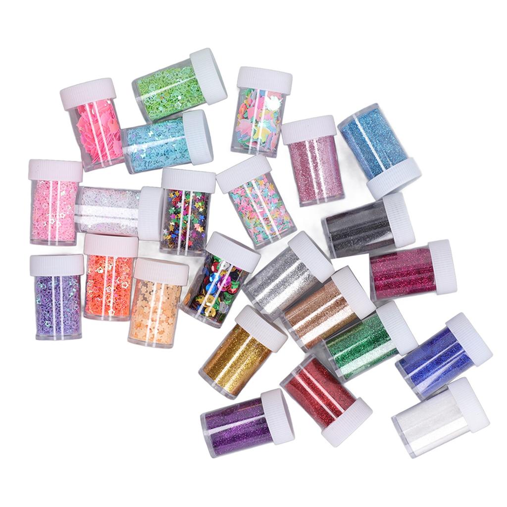 24 Pcs Fine Glitter Sequins Colorful Bright Glitter Sequins Children"s Kindergarten DIY Hand Made