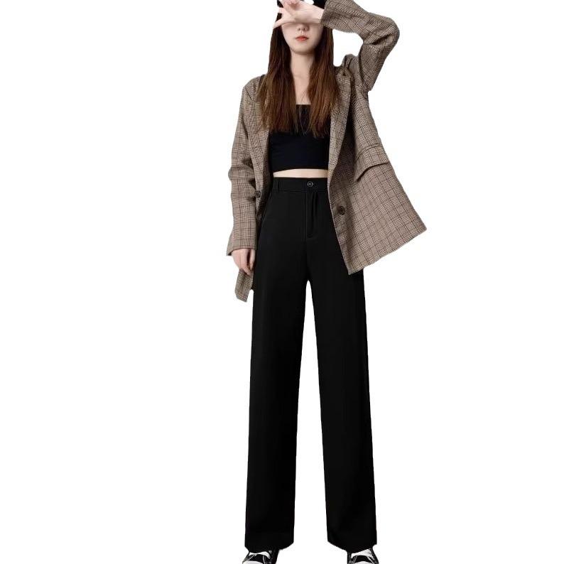 Women's High-Waist Wide-Leg Pants: Spring/Summer Straight Suit, Loose & Slim Fit.