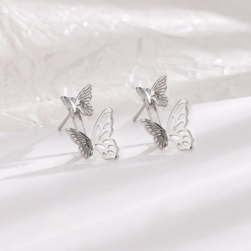 

Серьги-гвоздики Темпераментные серьги-подвески для通勤 Полые серьги Маленькие свежие Теплые Гибкий размер Серьги-гвоздики с бабочками