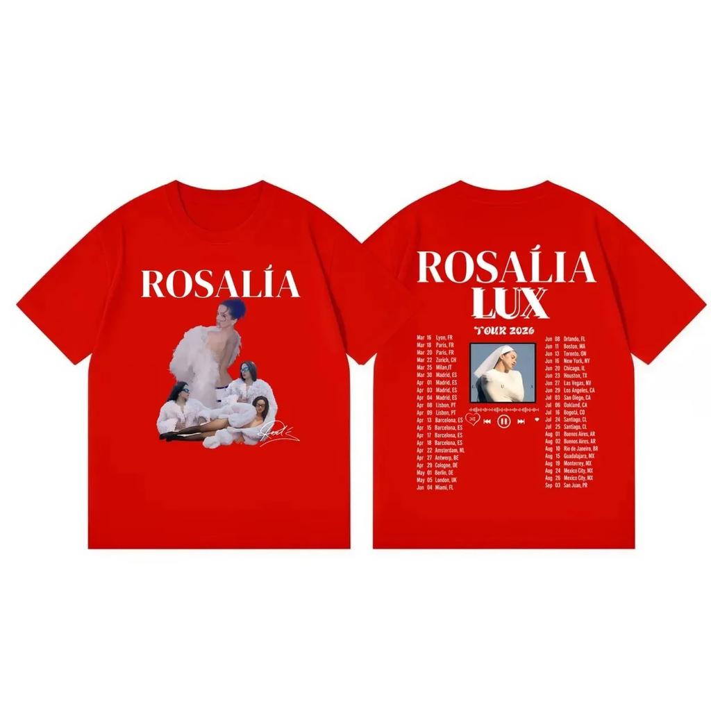 Summer Unisex Fashion Short Sleeve TShirt Singer Rosalia LUX 2026 Concert Tour Peripheral TShirt Casual Street Style Tshirt