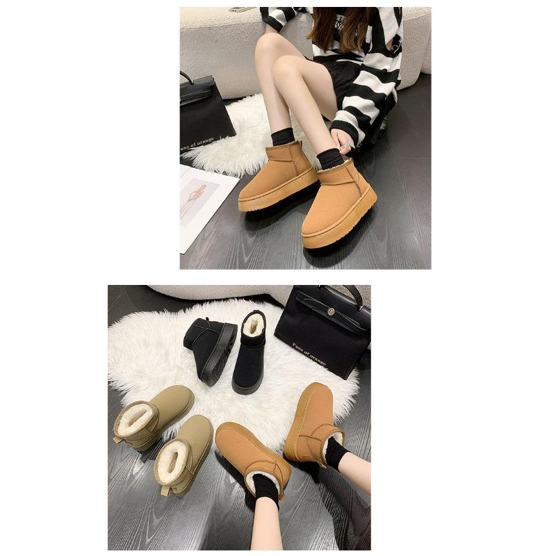 Winter New Snow Shoes Plus-size Flat Short Shoes for Women with Fleece and Thickened Warm Snow Boots for Women