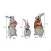 3x Rabbit Statue Bunny Figurines Ornaments Crafts Adorable Design Decorations Resin Sculpture for