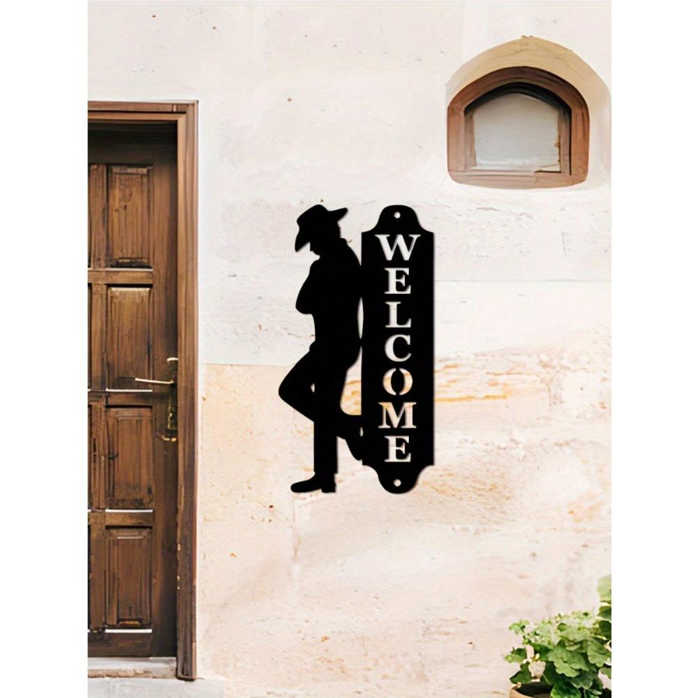 Metal Gentleman Wall Art Silhouette, Outdoor Indoor Home Decor Welcome Sign