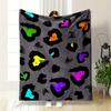 Multicolored Abstract Shapes Within Irregular Black Spots On Gray. for All Seasons Blanket Lunch Break Throw Gift