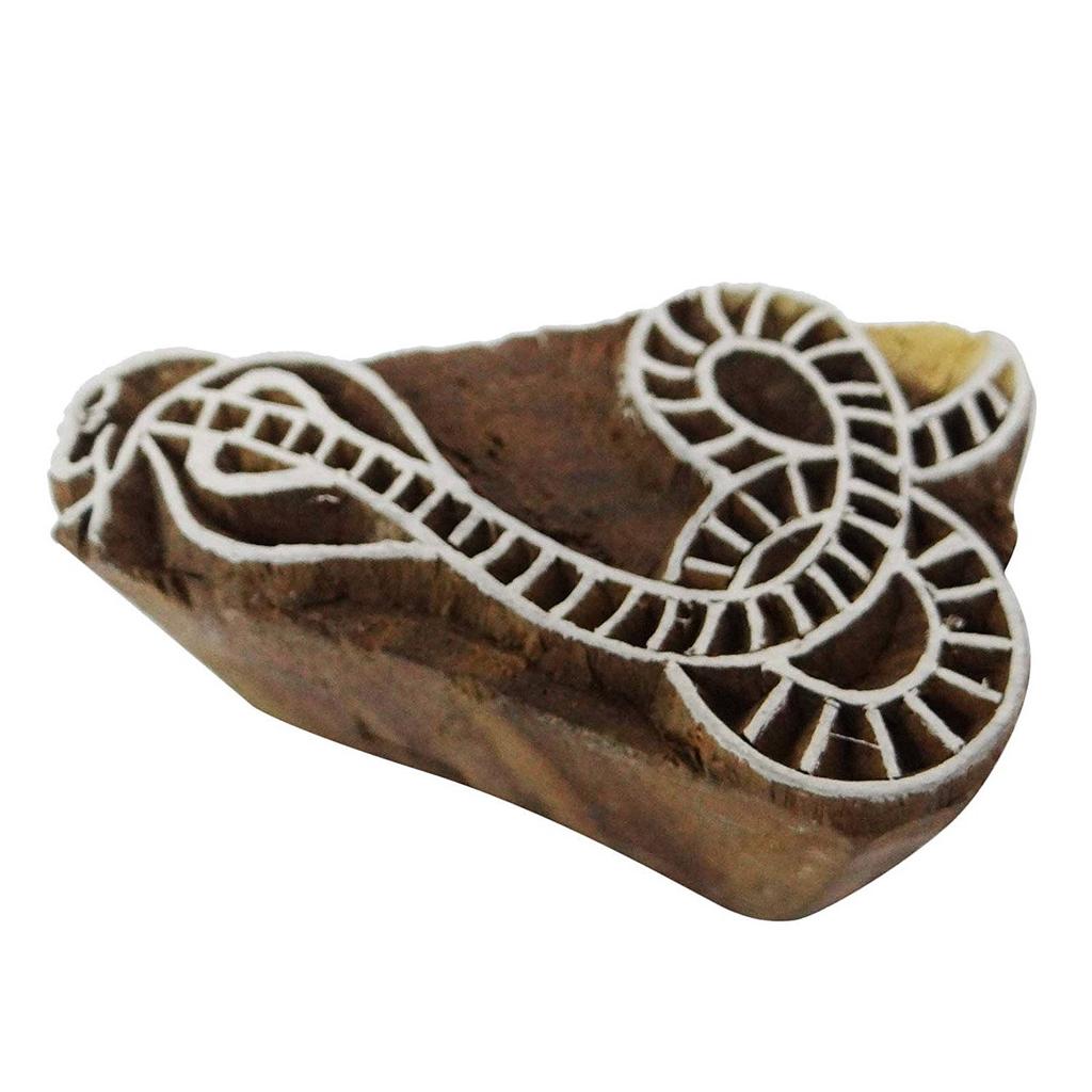 IBA Indianbeautifulart Ethnic Snake Pattern Textile Printing Fabric Wooden Block Decorative Stamp