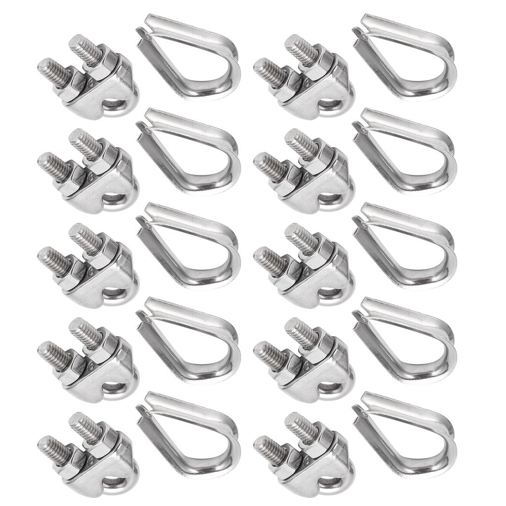 Abrazadera de Cuerda Marina de Acero Inoxidable 304 Resistencia a la Corrosión Collar para Cables de Acero para Cuerdas de Ropa Cuerdas de Tracción