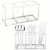 1pc Silverware Organizer Tray with 3 Compartments, Clear Plastic Cutlery Caddy Holder for Forks Spoons and Knives, Suitable for Party
