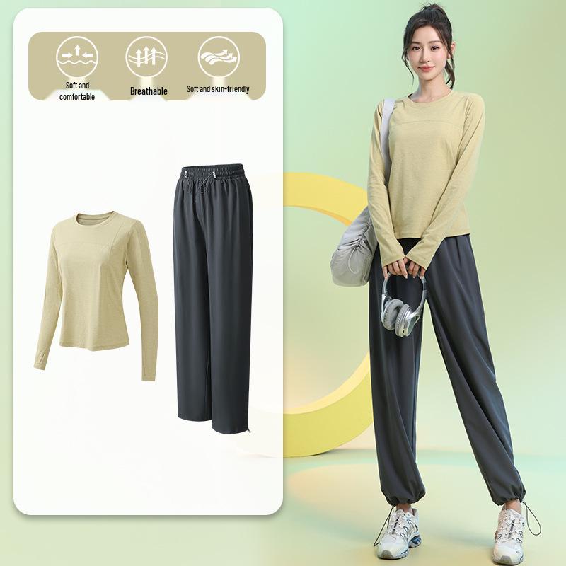 Women's Quick-Dry Slimming Sports Suit: Long Sleeve, Loose Fit for Running & Fitness