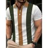 2026 Summer New Style Men's Short-Sleeved Polo Shirt with 3D Vertical Pattern Print - Street Casual Fashionable and Comfortable