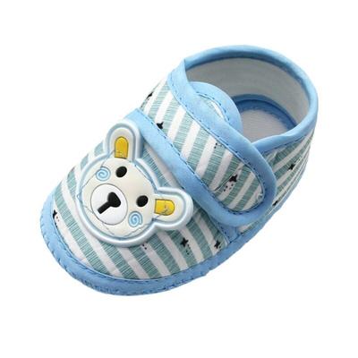 Baby Boy Girl Cartoon Cotton Shoes Bear Pattern Stripes Casual Sneakers Newborn Kid Soft Sole Toddler Footwear 0-18M