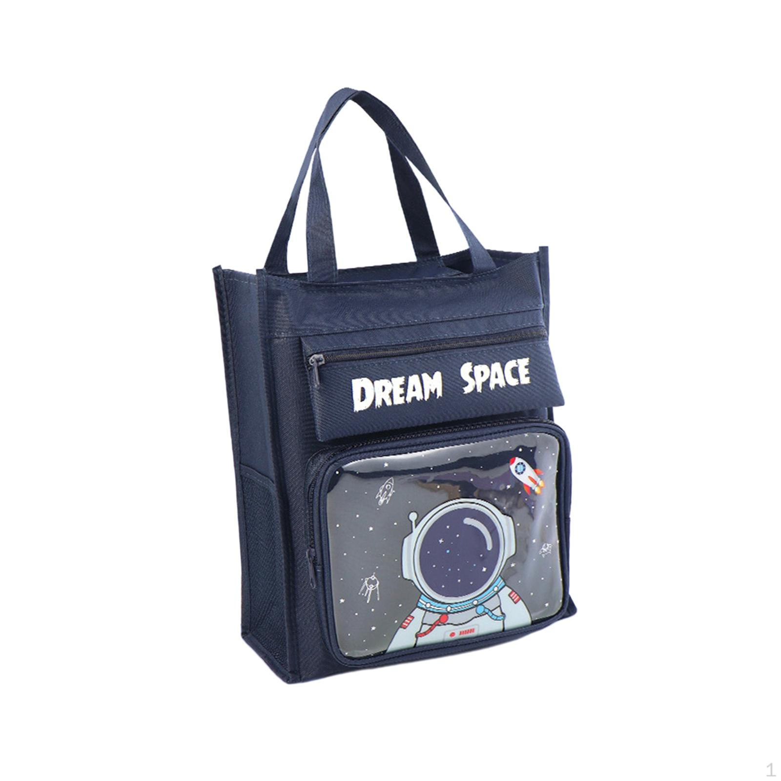 Kids Tote Bag Handbag Shopping Cartoon with Pocket Book Pouches Oxford Cloth for astronaut