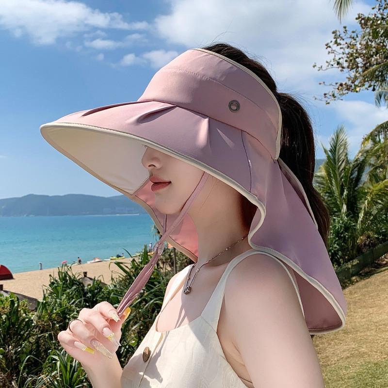 Outdoor Sun Protection Hat With Wide Brim And Neck Cover For Summer Beach Casual Wear