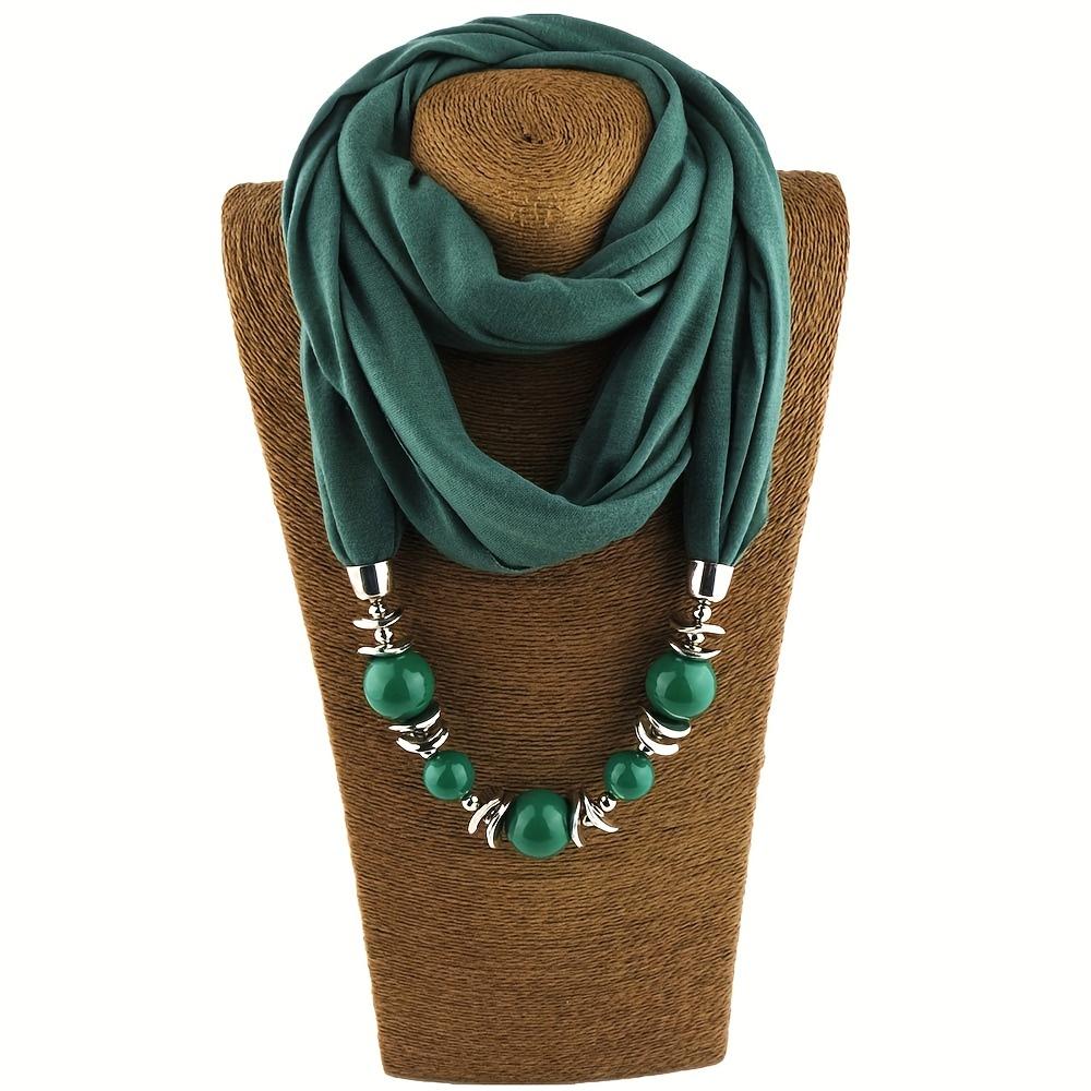 9 Colors Beads Pendant Scarf Unique Resin Beaded Necklace Scarf Boho Style Thin Breathable Scarf For Women