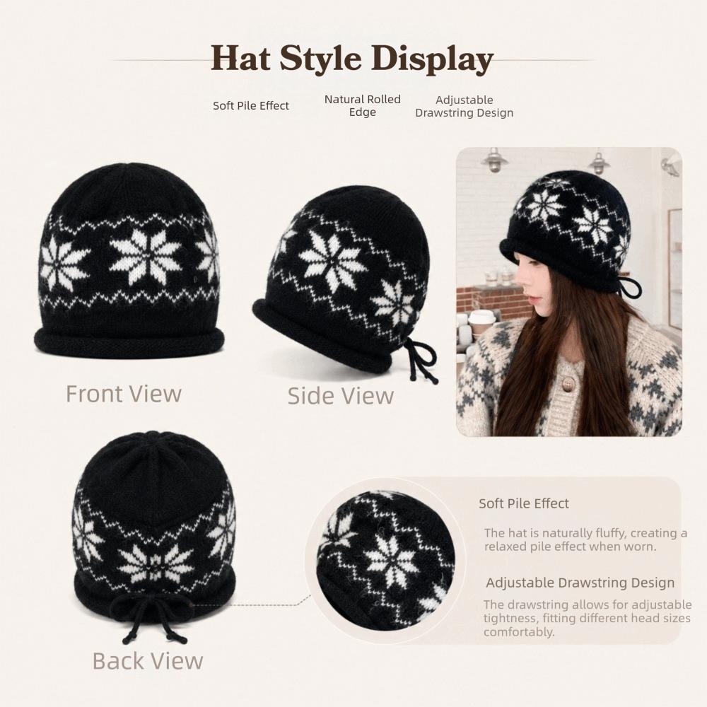 Drawstring Beanies Hat Keep Warm Winter Hat Fashion Skullies Cap  Autumn