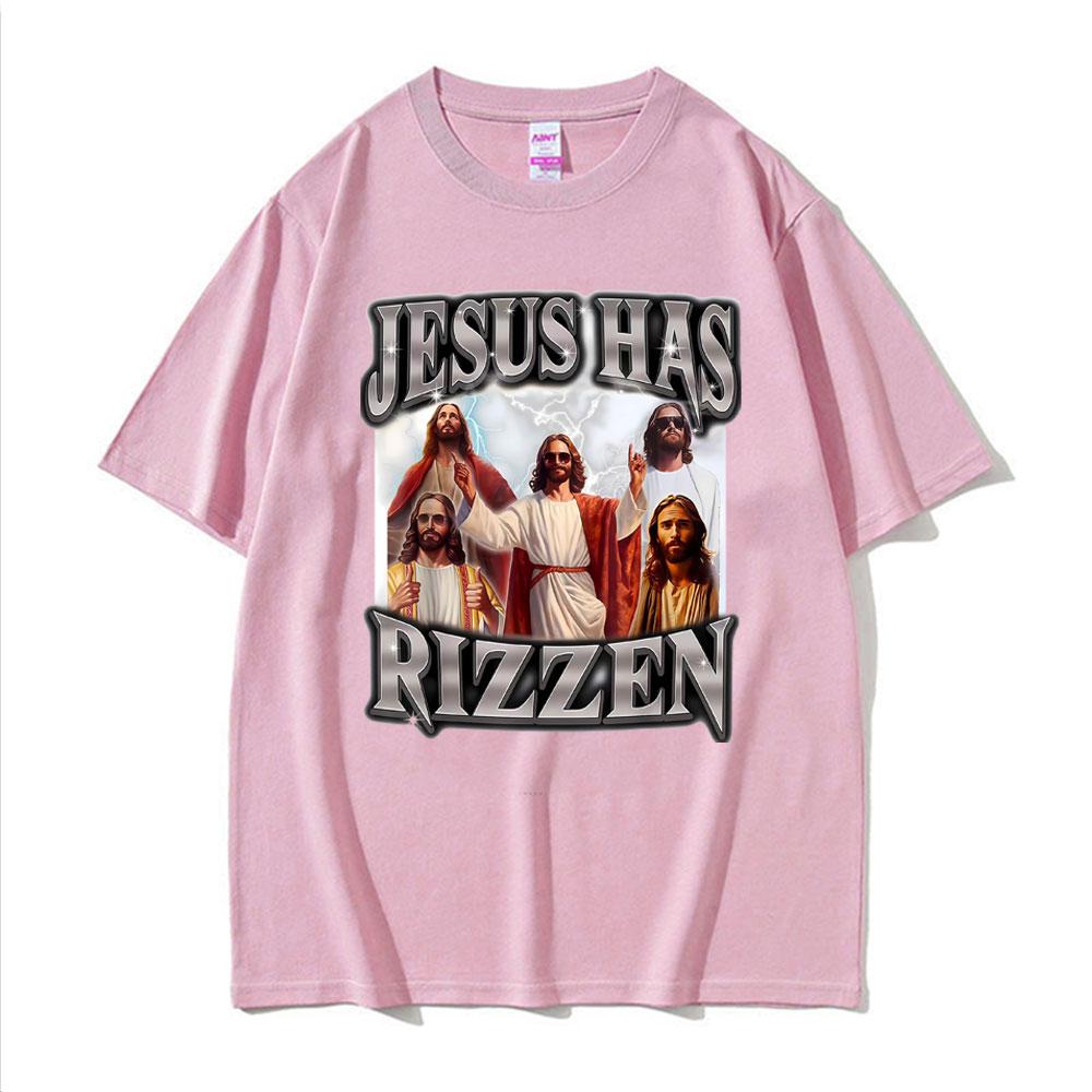 Jesus Has Rizen Shirt Print T Shirts Men Women Oversized Classic Tshirts Fashion High Quality Summer Clothes Tshirt Streetwear