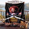 Custom Text Flannel Throw Blanket, Lightweight Cozy Bed Sofa BlanketChild's Play Chucky Tiffany