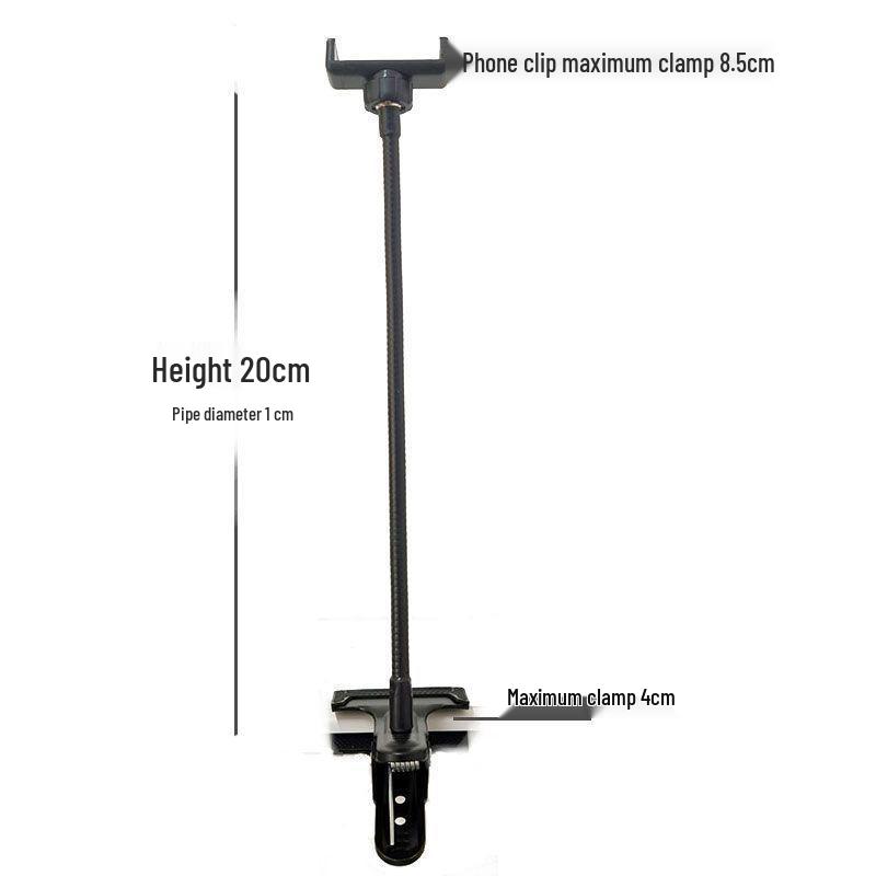 Flexible Metal Phone Stand with Clamp for Live Broadcasts and Selfies
