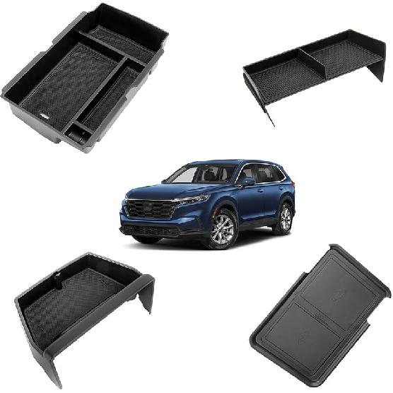 Carwiner 3PCS Center Console Organizer Compatible With -2025 Honda CRV Accessories Armrest Hidden Drawer Storage Box For 2024 Honda CR-V Accessories