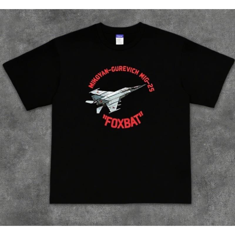 

Trend HOOK ON YOU Short Sleeve TShirt MiG25 Fighter Printed Cotton Loose Crew Neck Half Sleeve Top Men Clothing 4XL